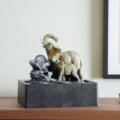 ستالاكا - نافورة فيل مع كرة دوارة ، ضوء ملون ومضخة، 29x21x28 سم