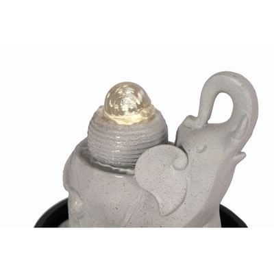 Stalaca Elephant Fountain with Rolling Ball & Yellow Light - Grey - 21x21x26 cm