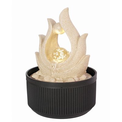 Stalaca Modern Fountain with Rolling Ball & Yellow Light - Sandstone - 17x17x25 cm