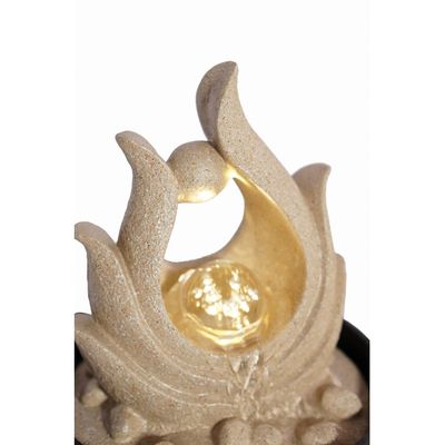 Stalaca Modern Fountain with Rolling Ball & Yellow Light - Sandstone - 17x17x25 cm