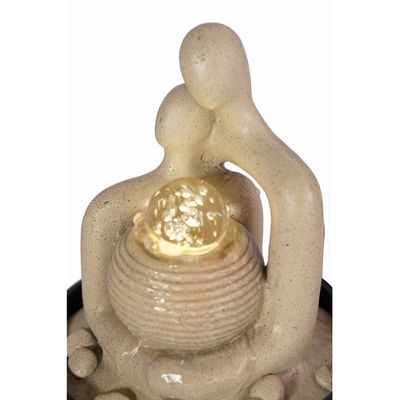 Stalaca Modern Fountain with Rolling Ball & Yellow Light - Sandstone - 17x17x25 cm