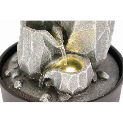 Stalaca Nature Fountain with Yellow Light -  Grey - 21x21x28 cm