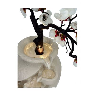 Stalaca Modern Fountain with Yellow Light - Ivory - 33x17x40 cm 