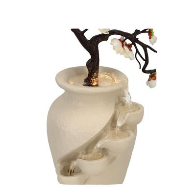 Stalaca Modern Fountain with Yellow Light - Ivory - 33x17x40 cm 