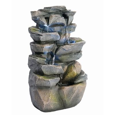 Stalaca Mountain Fountain with White Lights - Brown - 28x20x46 cm