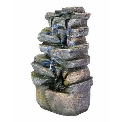 Stalaca Mountain Fountain with White Lights - Brown - 28x20x46 cm