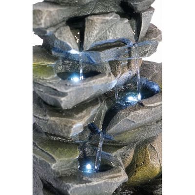 Stalaca Mountain Fountain with White Lights - Brown - 28x20x46 cm