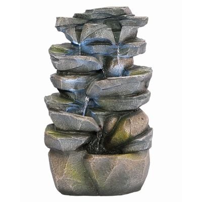 Stalaca Mountain Fountain with White Lights - Brown - 28x20x46 cm