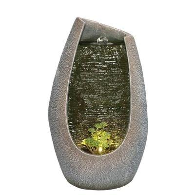 Stalaca Modern Fountain with Yellow Lights - 28x18x46 cm - Brown 