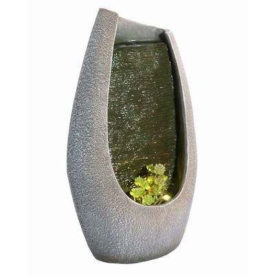 Stalaca Modern Fountain with Yellow Lights - 28x18x46 cm - Brown 