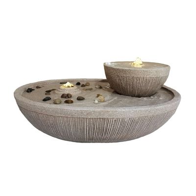 Stalaca Zen Fountain with 2 Yellow Lights 50x39x18cm Sandstone