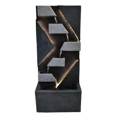 Stalaca Modern Step Fountain with LED Yellow strips 27x20x60cm Grey