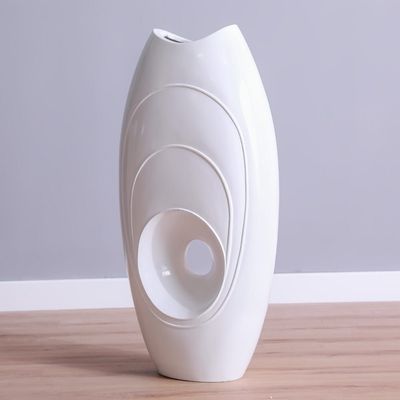 MJ Shiny White Oval Planter 44X24X90CM