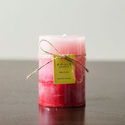 Amara Pillar Candle Multi Pink 7X10Cm 310G