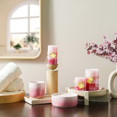 Amara Pillar Candle Multi Pink 7X10Cm 310G