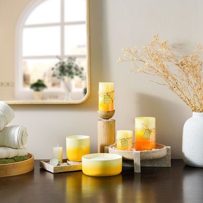 Amara Pillar Candle Multi Yellow 7X10Cm 310G