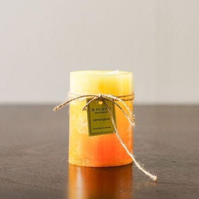 Amara Pillar Candle Multi Yellow 7X10Cm 310G