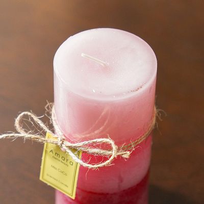 Amara Pillar Candle Multi Pink 7X15Cm 460G