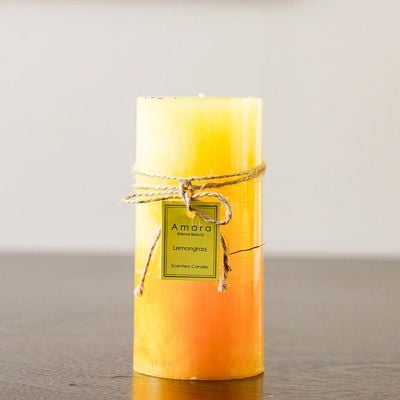 Amara Pillar Candle Multi Yellow 7X15Cm 460G