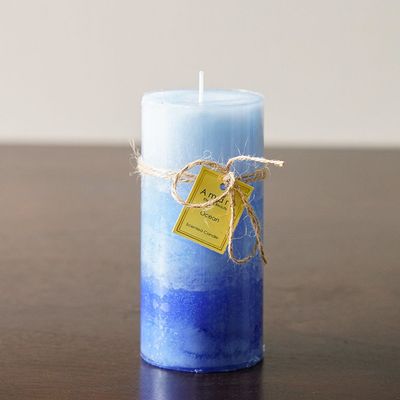 Amara Pillar Candle Multi Blue 7X15Cm 460G