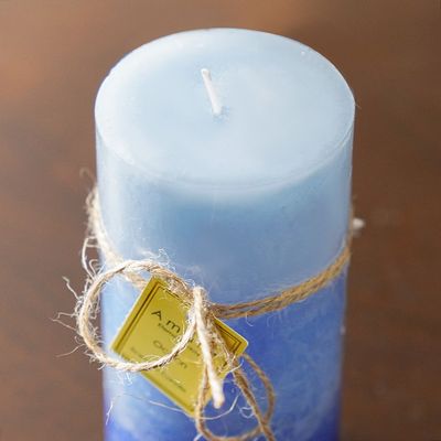 Amara Pillar Candle Multi Blue 7X15Cm 460G