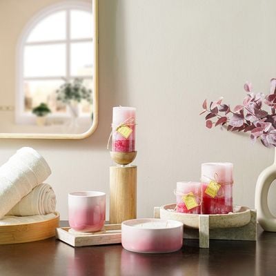 Amara Pillar Candle Multi Pink 9X15Cm 820G