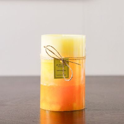 Amara Pillar Candle Multi Yellow 9X15Cm 820G