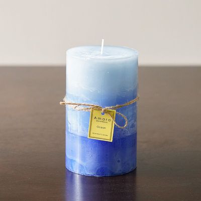 Amara Pillar Candle Multi Blue 9X15Cm 820G