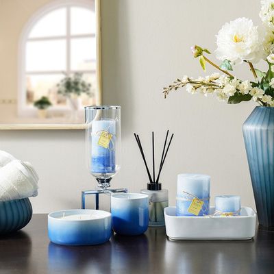 Amara Ceramic Candle Multi Blue 10.5X10.5Cm 480G