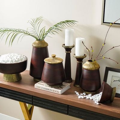 Ahsina Candle Holder Brown 10X10X30Cm