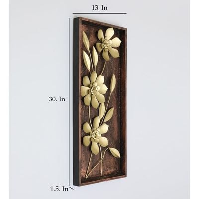 Faiz Wood-Metal Floral Wall Décor 33X76Cm