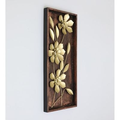 Faiz Wood-Metal Floral Wall Décor 33X76Cm