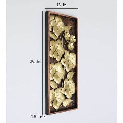 Faiz Wood-Metal Jonas Floral Wall Décor 33X67Cm