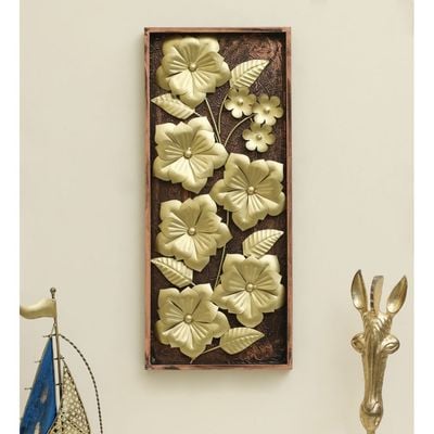 Faiz Wood-Metal Jonas Floral Wall Décor 33X67Cm