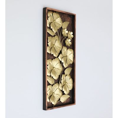 Faiz Wood-Metal Jonas Floral Wall Décor 33X67Cm