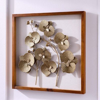 Faiz Metal Poppy Floral Wall Décor 50X50Cm