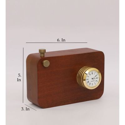 Faiz Wood Camera Table Clock 15X7X12Cm