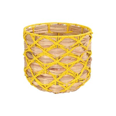Meow Rattan Weaved Yellow Basket 24.5Xh23Cm Meow Rattan Weaved Yellow Basket 24.5Xh23Cm
