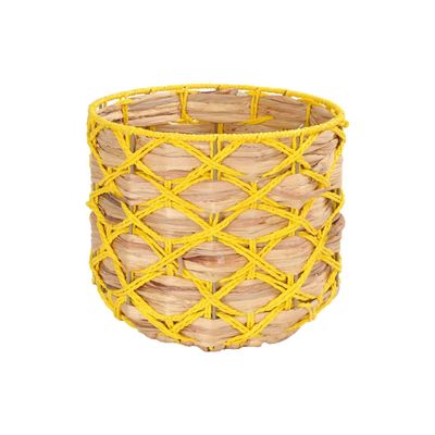 Meow Rattan Weaved Yellow Basket 24.5Xh23Cm