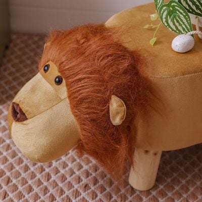 Meow Wood-Fabric Lion Shaped Stool 50.5x22x29Cm