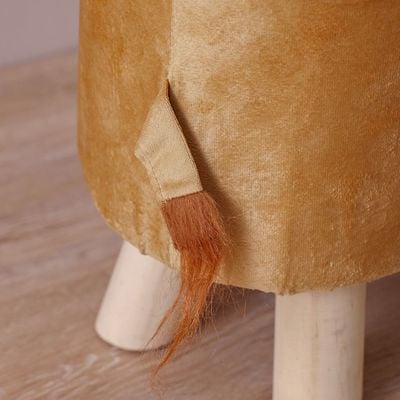 Meow Wood-Fabric Lion Shaped Stool 50.5x22x29Cm