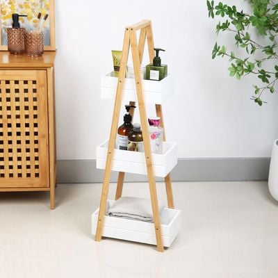 Magnus Bamboo 3-Tier Storage Rack - Nature/White - 30x18.5x81.5 cm 