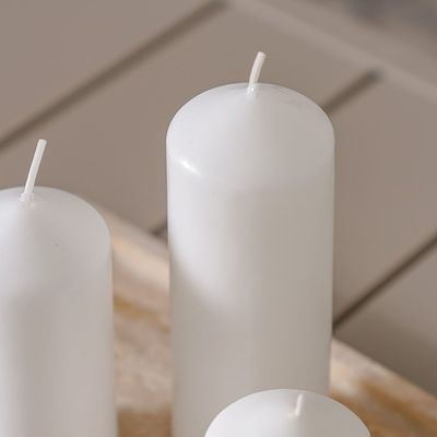 Amara Key Pillar Candle S/3 6X10Cm,6X13Cm,6X17Cm- White