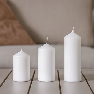 Amara Key Pillar Candle S/3 6X10Cm,6X13Cm,6X17Cm- White