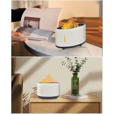 Aroma Electric Diffuser With Fire Led Usb 8.6X8.6X18.8Cm White