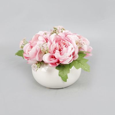SS25 Daisy Ceramic & Fabric Flower In Pot 22.86*22.86*19.05Cm