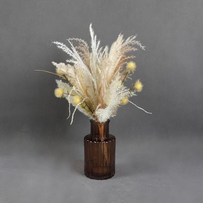 SS25 Daisy Glass & Fabric Flower In Glass Vase 25.4*25.4*46.36Cm