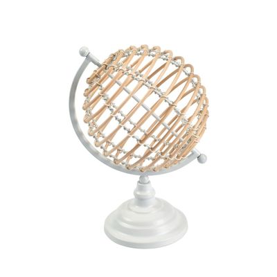 Abriz Globe Table Deco Grey Metal / Bamboo  19 X 17 X 27 CM