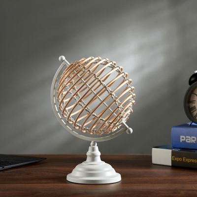 Abriz Globe Table Deco Grey Metal / Bamboo  19 X 17 X 27 CM