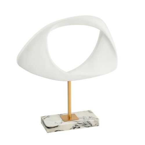 Abriz Abstract Table Deco White Resin / Marble / Metal  29.5 x 8 x 32 CM
